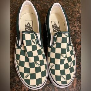 Vans Emerald Green Checked Slip On Sneakers - Women’s 7 Men’s 5.5 NIB
